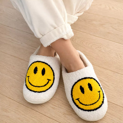 Happy Face Slippers – Plush Happy Face Slippers for Women