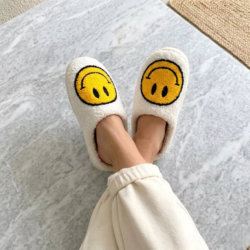 Happy Face Slippers – Plush Happy Face Slippers for Women
