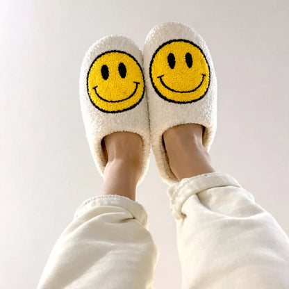Happy Face Slippers – Plush Happy Face Slippers for Women