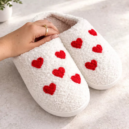 Heart Slippers - Fuzzy Heart Slippers for Women