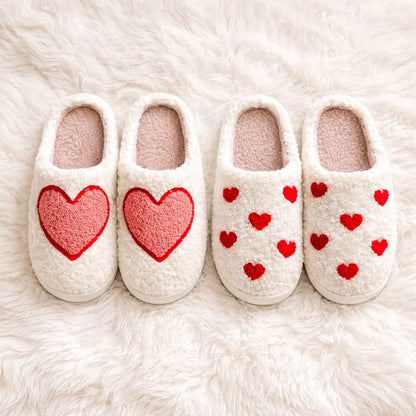 Heart Slippers - Fuzzy Heart Slippers for Women