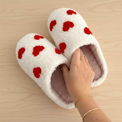 Heart Slippers - Fuzzy Heart Slippers for Women