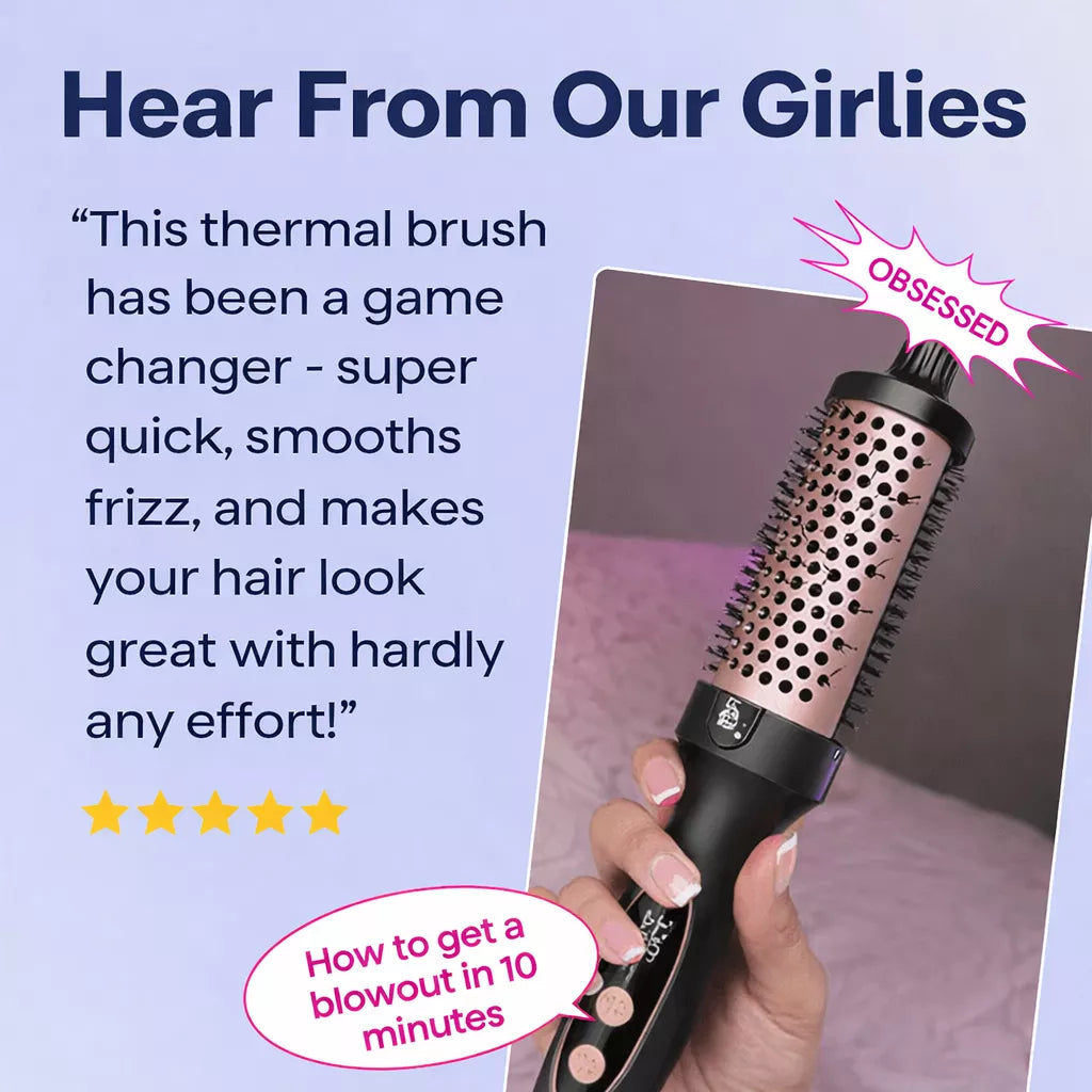 Heated Round Brush - Thermal Blowout Brush for Easy Home Blowouts