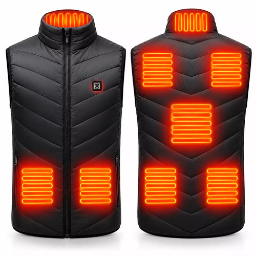 Heated vest for men and women with 9 heating zones