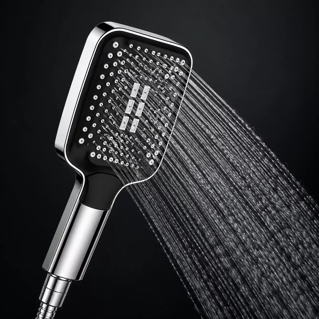 Handheld high pressure shower head with anti clog silicone nozzles