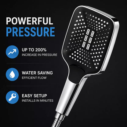 Silver high pressure shower head with handheld