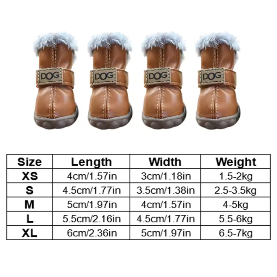 Dog Snow Boots - Waterproof Fleece Lined Dog Shoes