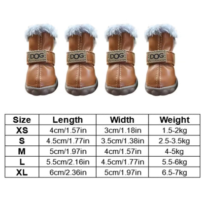 Dog Snow Boots - Waterproof Fleece Lined Dog Shoes