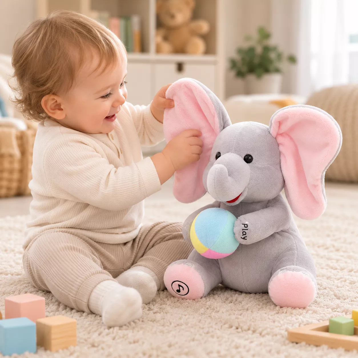 best Peek a boo elephant toy with soft plush body and oversized ears