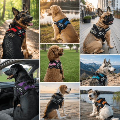 Personalized dog vest with custom phone number and secure adjustable fit