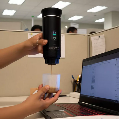 Portable Espresso Maker with Self-Heating - Electric Travel Coffee Machine for Nespresso & Ground Coffee - Wonderly™