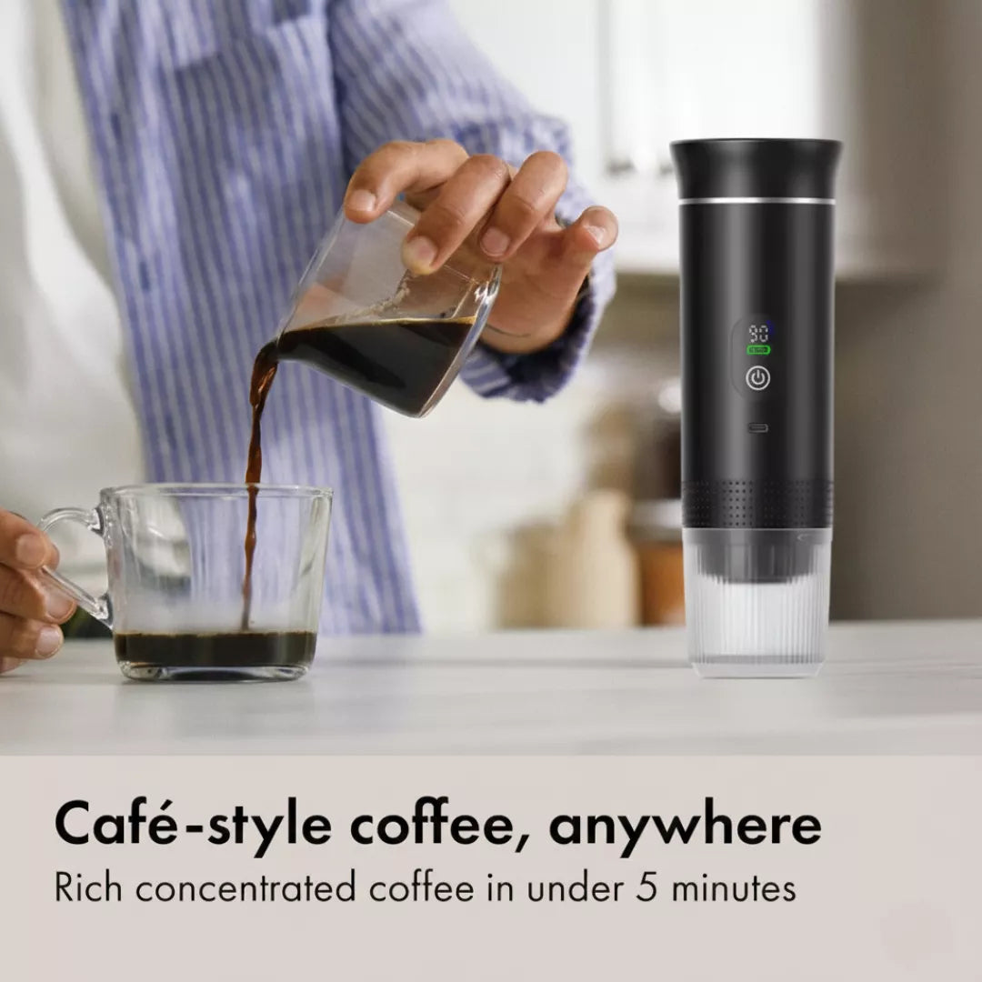 Portable Espresso Maker with Self-Heating - Electric Travel Coffee Machine for Nespresso & Ground Coffee - Wonderly™