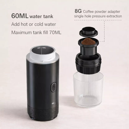 Portable Espresso Maker with Self-Heating - Electric Travel Coffee Machine for Nespresso & Ground Coffee - Wonderly™