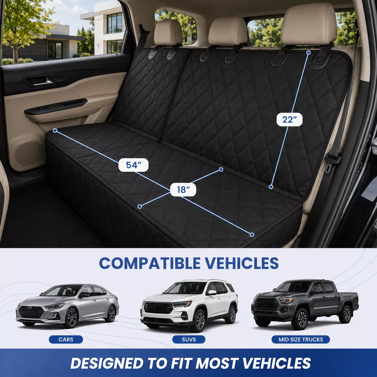 Rear Seat Dog Cover – Waterproof Back Seat Protector for Dogs