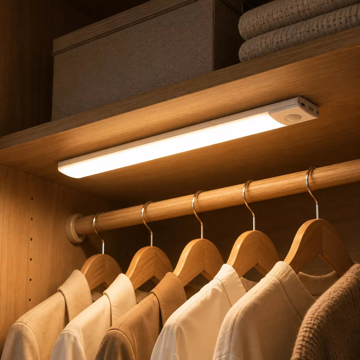 Motion sensor light providing illumination inside a closet