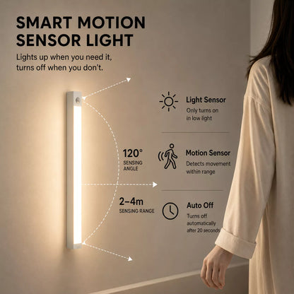 Smart motion sensor Rechargeable under cabinet light bar for indoor lighting