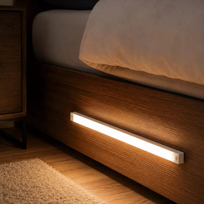 Motion sensor night light providing illumination in bedroom