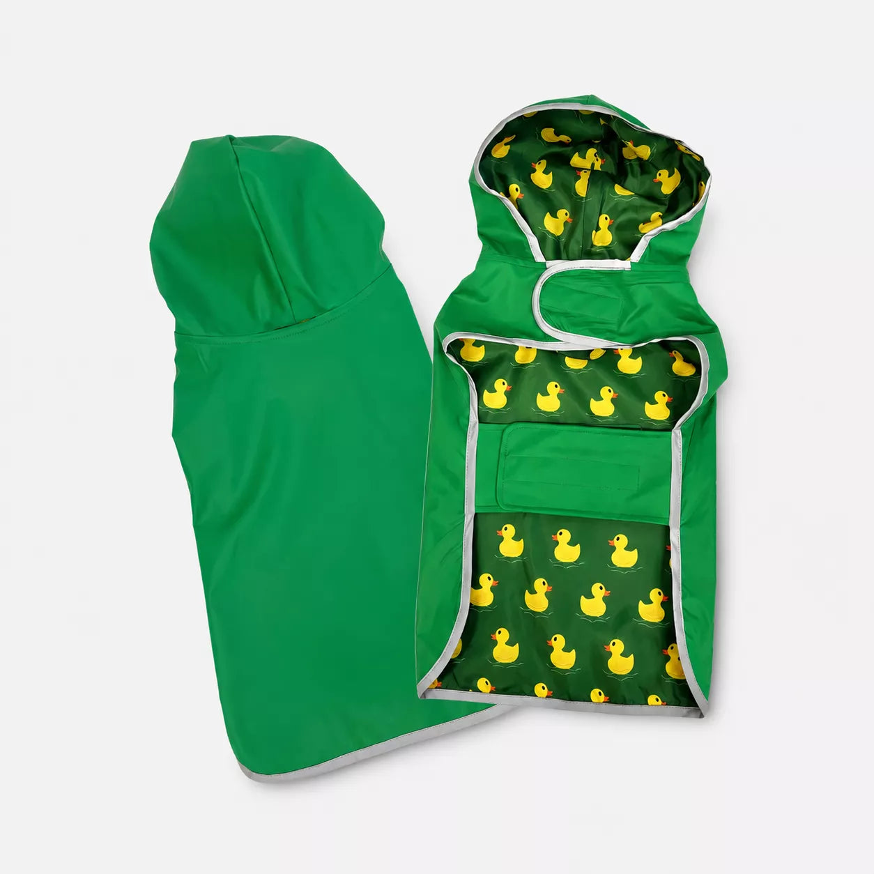 Water-resistant dog raincoat for dogs with reversible two-sided design