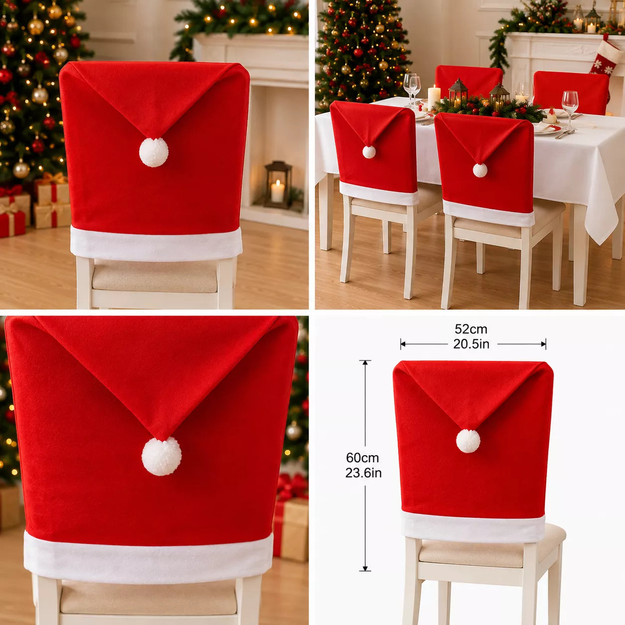Christmas Chair Covers - Santa Hat Dining Chair Slipcovers