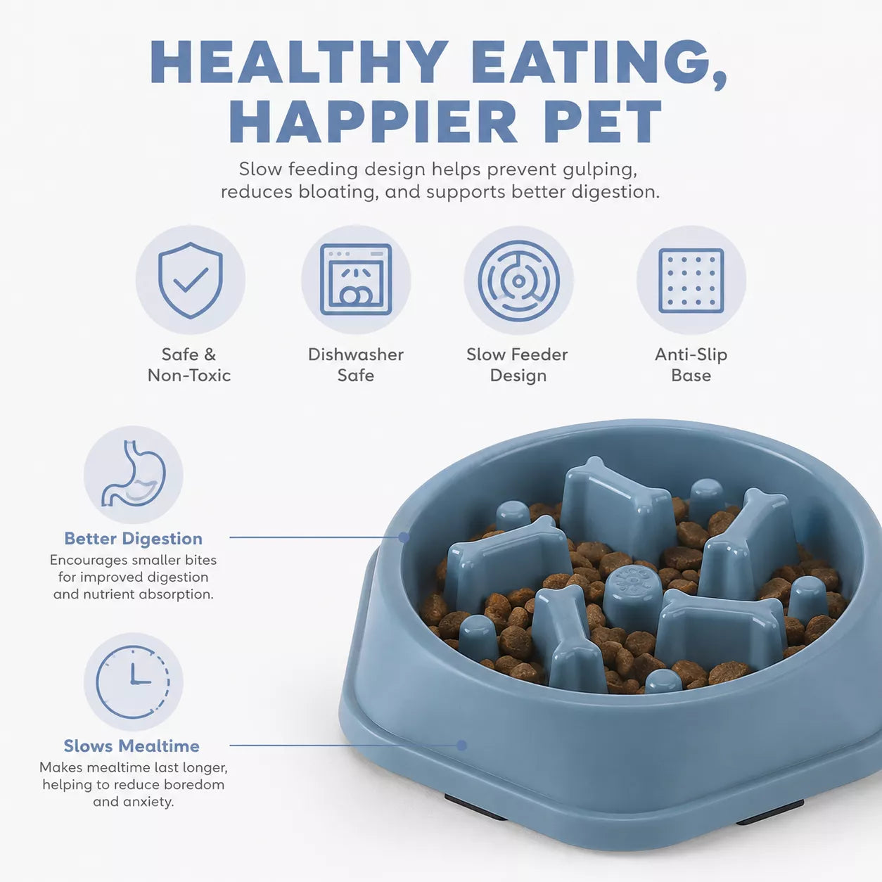 Dog eating from a slow feeder dog bowl
