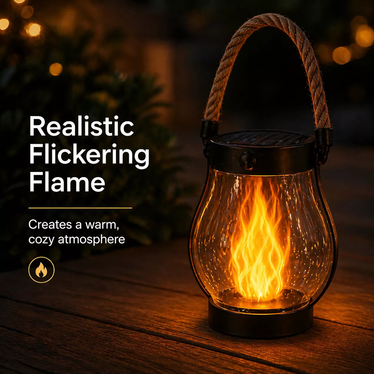 Solar Flame Lantern – Waterproof Flickering LED Outdoor Hanging Light