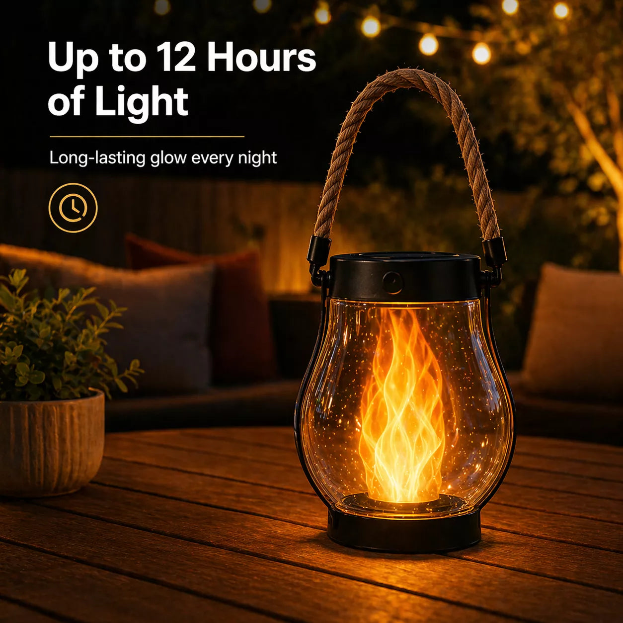 Solar Flame Lantern – Waterproof Flickering LED Outdoor Hanging Light