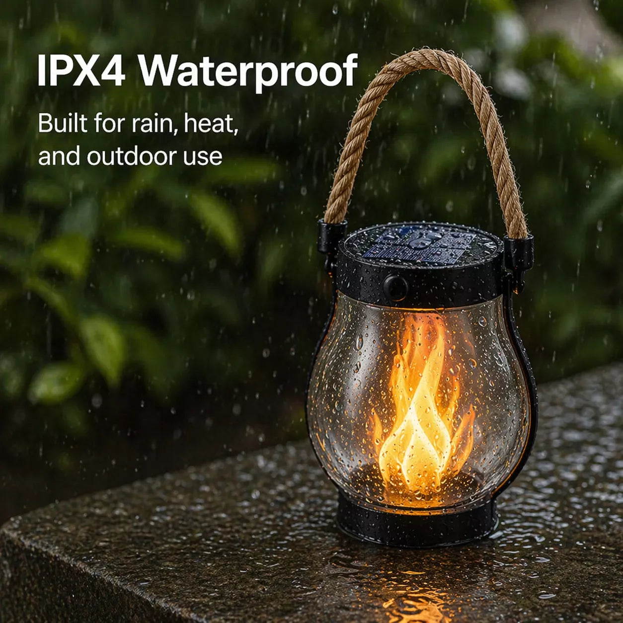 Solar Flame Lantern – Waterproof Flickering LED Outdoor Hanging Light