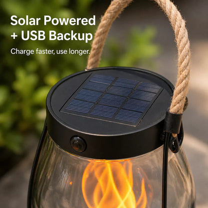 Solar Flame Lantern – Waterproof Flickering LED Outdoor Hanging Light