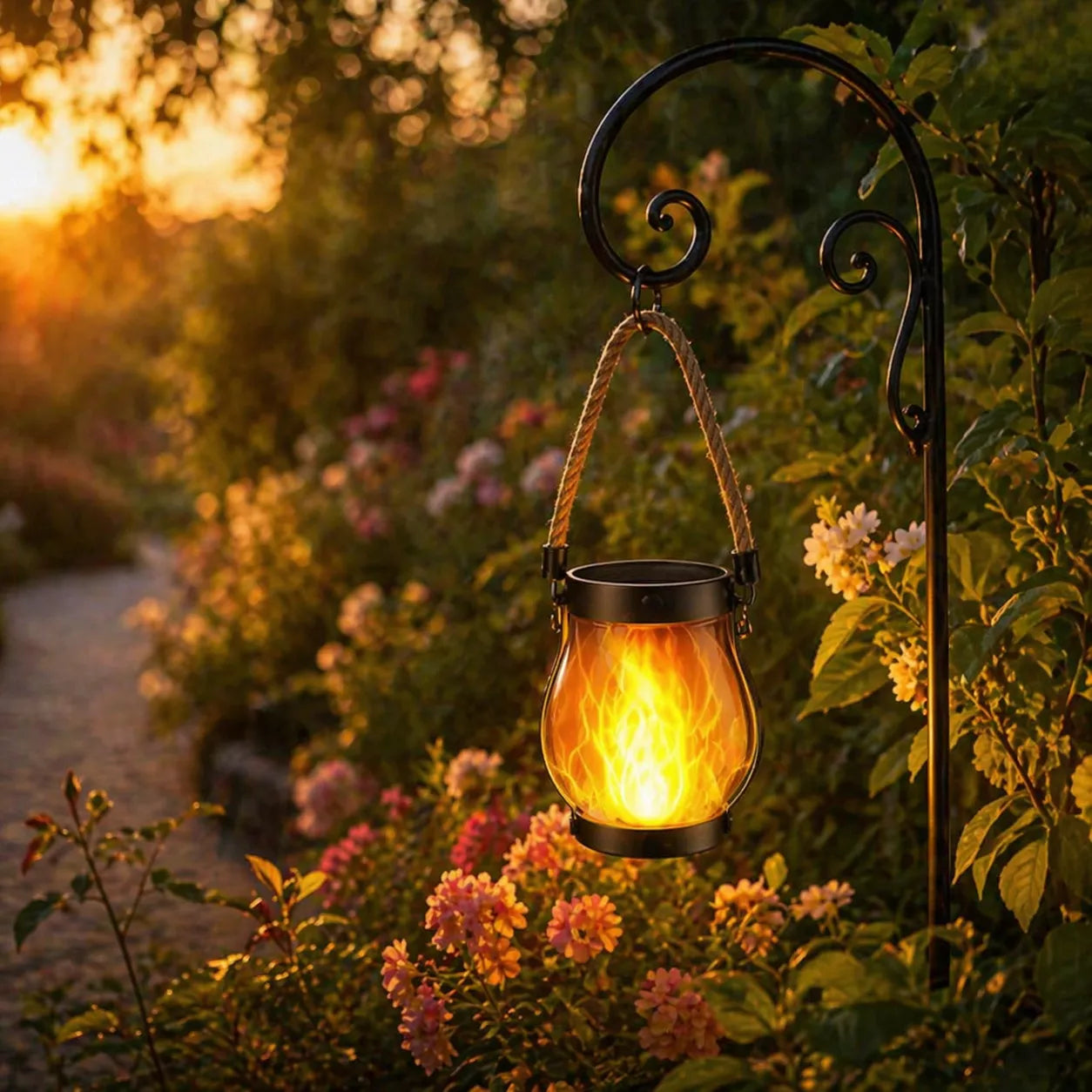 Solar Flame Lantern – Waterproof Flickering LED Outdoor Hanging Light