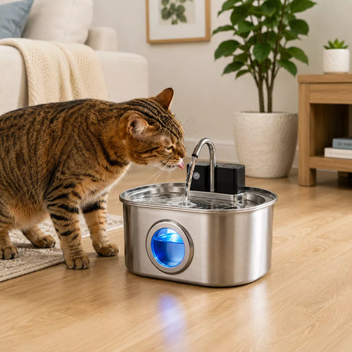 Pet Water Fountain - 3.2L Stainless Steel Fountain with 3 Filters