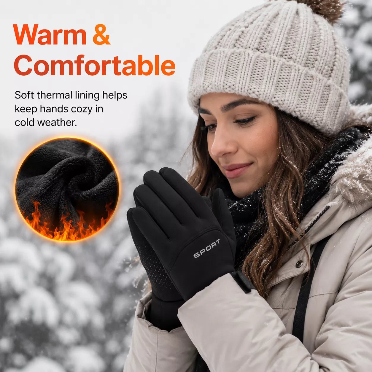 Touchscreen Thermal Gloves – Water Resistant Fleece-Lined Winter Gloves