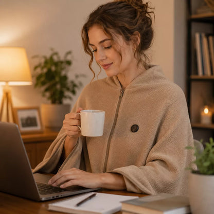 Portable heated shawl for relaxing at home