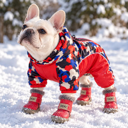 Fleece lined dog shoes with adjustable Velcro straps