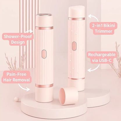 2-in-1 Women's Electric Razor – Silky Smooth Bikini Hair Trimmer, No Irritation
