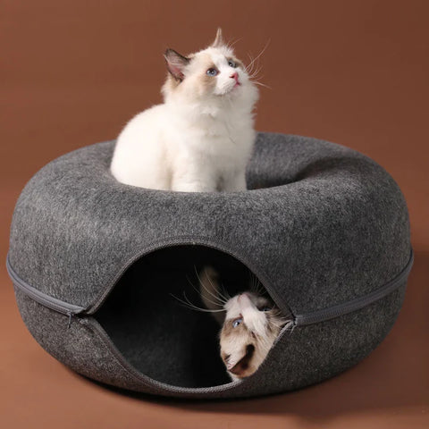 Donut Cat Tunnel Bed - Sleep and Play design