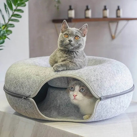 Cozy Cat Cave Bed - Donut Cat Bed Cave