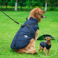 Dog raincoat in blue with adjustable harness